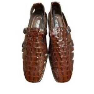 Stacy Adams Seneca Fisherman Sandals Men’s 15 Brown Croc Print Leather